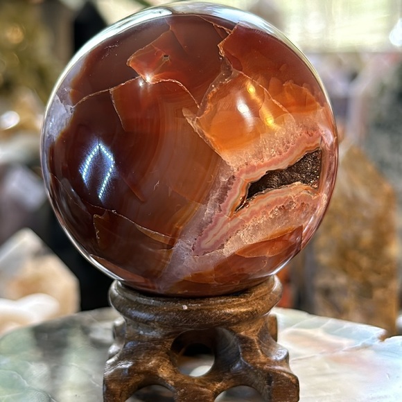 🎄SALE🎄Carnelian Crystal Sphere With Druzy! - Picture 8 of 9